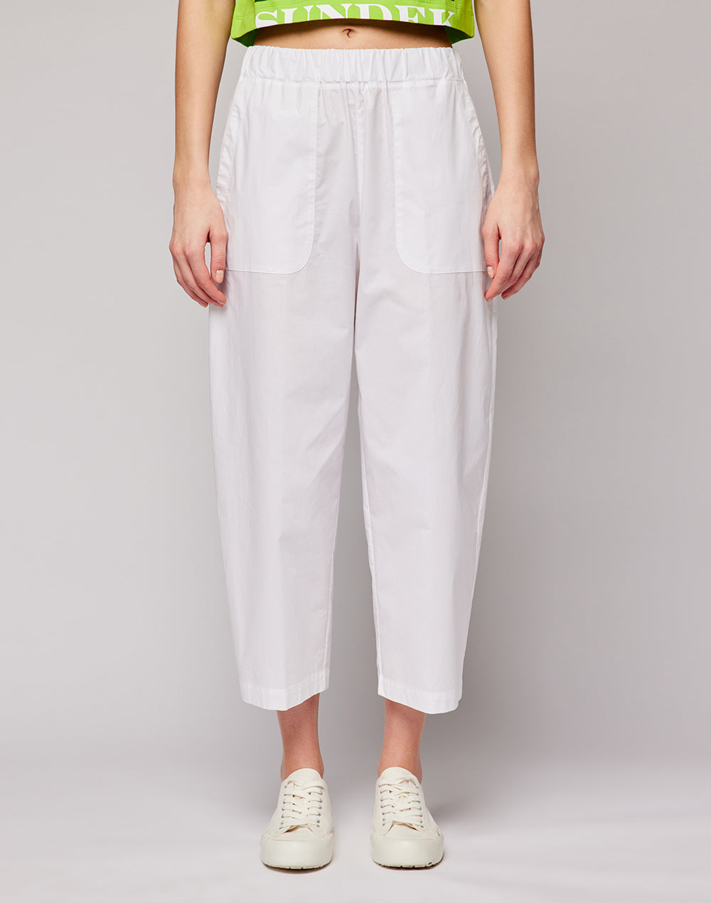 Shop Drawstring side cotton poplin elastic waist pants