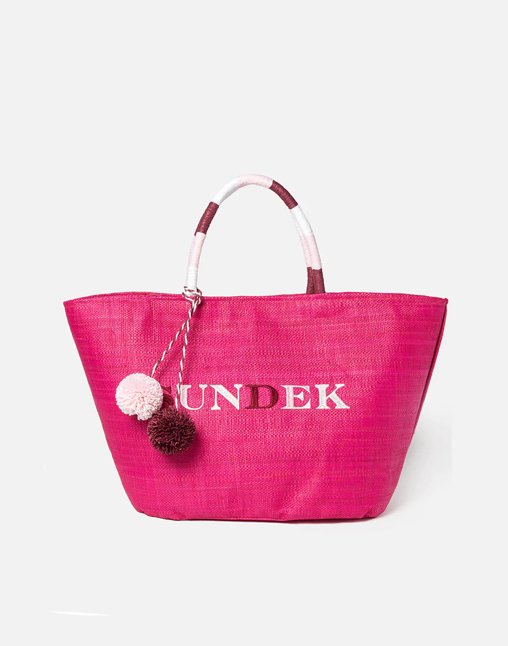 Straw beach bag discount with pom poms