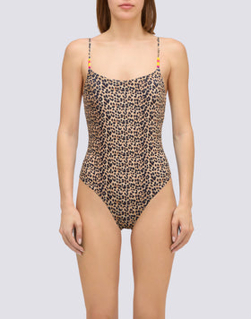 TRAJE DE BAÑO DE UNA PIEZA CON ESTAMPADO DE LEOPARDO