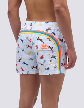 FUNKY ANIMAL PRINT SHORT ELASTIC WAIST SWIMSUIT