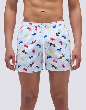 FUNKY ANIMAL PRINT SHORT ELASTIC WAIST SWIMSUIT