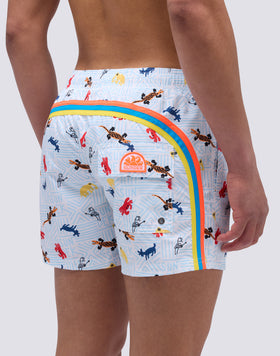 FUNKY ANIMAL PRINT SHORT ELASTIC WAIST SWIMSUIT