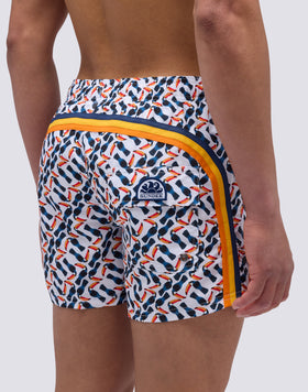 MAILLOT DE BAIN COURT À TAILLE ÉLASTIQUE ET IMPRIMÉ MULTI TOUCAN