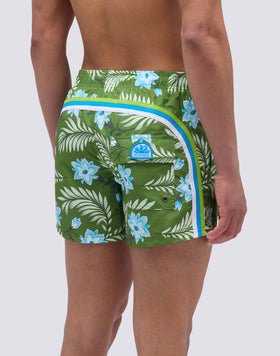 SHORT SWIMSUIT WITH ELASTIC WAIST AND WALL FLOWER PRINT