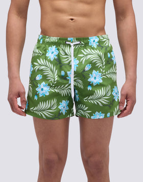SHORT SWIMSUIT WITH ELASTIC WAIST AND WALL FLOWER PRINT