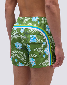 SHORT SWIMSUIT WITH ELASTIC WAIST AND WALL FLOWER PRINT