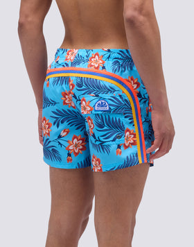 SHORT SWIMSUIT WITH ELASTIC WAIST AND WALL FLOWER PRINT
