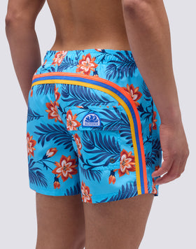 SHORT SWIMSUIT WITH ELASTIC WAIST AND WALL FLOWER PRINT