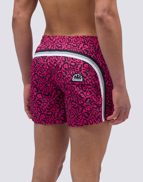 BAÑADOR CORTO DE CINTURA ELÁSTICA CON ESTAMPADO DE LEOPARDO FLASH