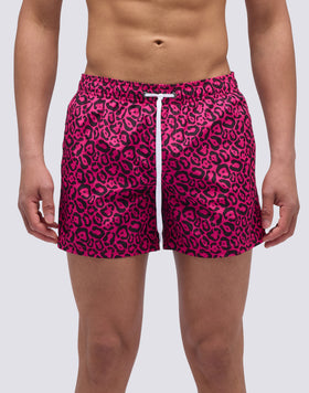 BAÑADOR CORTO DE CINTURA ELÁSTICA CON ESTAMPADO DE LEOPARDO FLASH