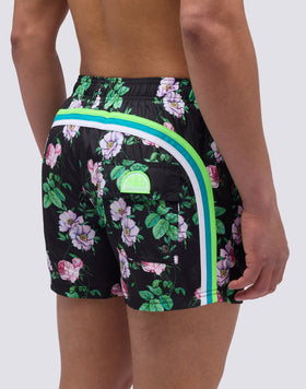 MAILLOT DE BAIN COURT À TAILLE ÉLASTIQUE ET IMPRIMÉ TOURNESOL