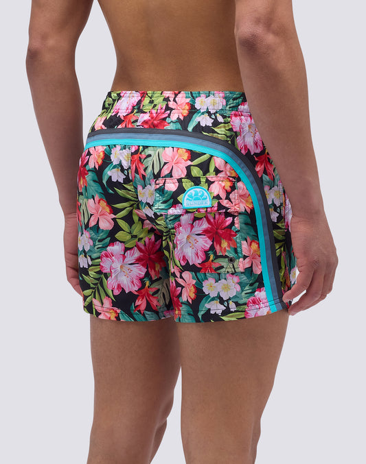 BAÑADOR CORTO DE CINTURA ELÁSTICA CON ESTAMPADO BORA BORA