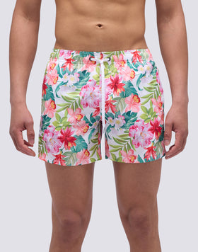 SHORT SWIMSUIT WITH ELASTIC WAIST AND BORA BORA PRINT