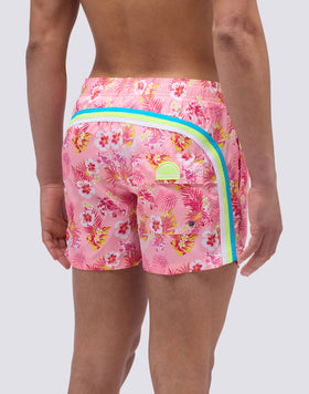 BAÑADOR CORTO DE CINTURA ELÁSTICA CON ESTAMPADO DREAMY HAWAII