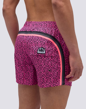 BAÑADOR CORTO DE CINTURA ELÁSTICA CON ESTAMPADO DE LEOPARDO FLASH