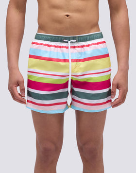 COSTUME DA BAGNO CORTO VITA ELASTICATA STAMPA MULTIRIGHE