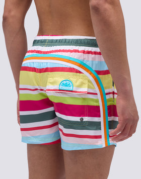 COSTUME DA BAGNO CORTO VITA ELASTICATA STAMPA MULTIRIGHE