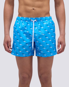 BAÑADOR CORTO DE POLIÉSTER RECICLADO CON CINTURA ELÁSTICA Y ESTAMPADO DE GAVIOTAS