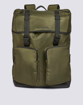 SHINY NYLON BACKPACK WITH CARGO POCKETS