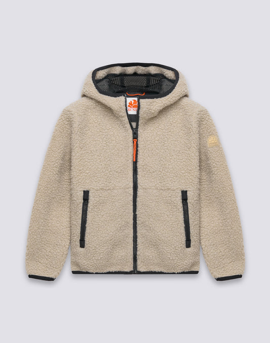 GIACCA TEDDY BAMBINO CON CAPPUCCIO E ZIP