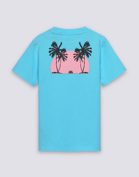 BOYS' SHORT-SLEEVED T-SHIRT WITH TRIPPING PALM PRINT