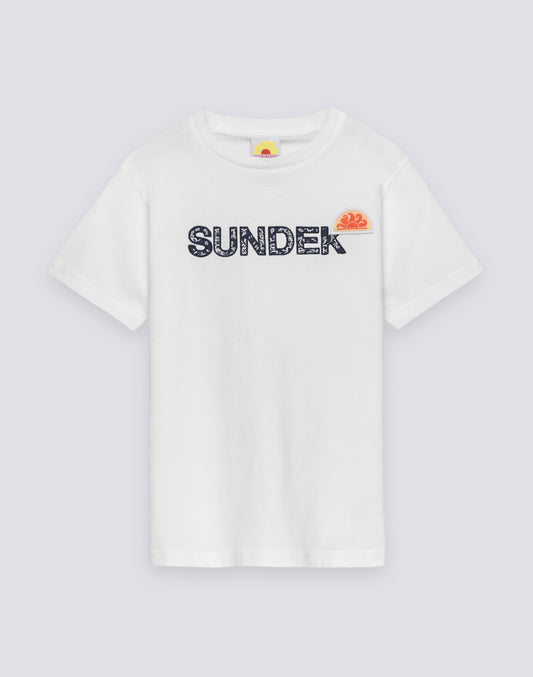 T-SHIRT BAMBINO A MANICA CORTA CONSTAMPA D'ARCHIVIO E SCRITTA SUNDEK