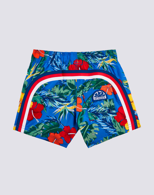 REPREVE® ELASTICATED WAIST SHORT SWIMSHORTS WITH MASTERPIECE PRINT