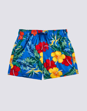 REPREVE® ELASTICATED WAIST SHORT SWIMSHORTS WITH MASTERPIECE PRINT
