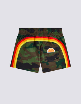 MAILLOT DE BAIN POUR ENFANT COURT À TAILLE ÉLASTIQUE IMPRIMÉ CAMOUFLAGE AVEC ARC-EN-CIEL EN POLYESTER RECYCLÉ REPREVE®