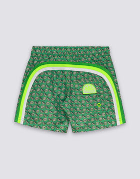 REPREVE® SHORT SWIMSUIT WITH ELASTIC WAIST AND FRUIT FIESTA PRINT