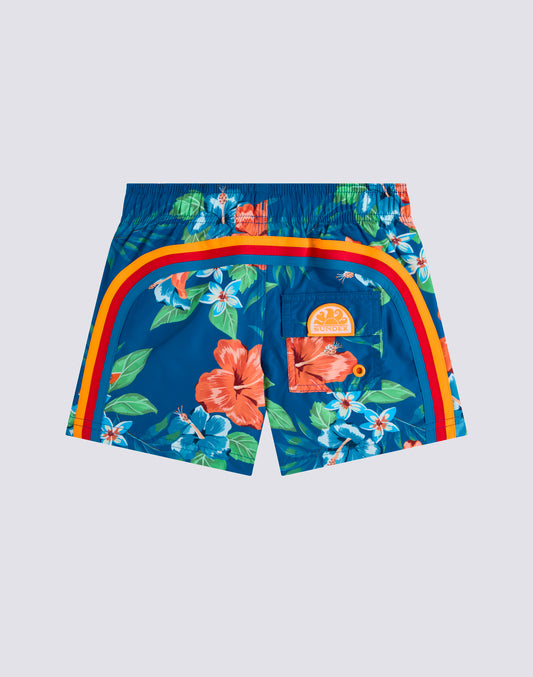 COSTUME DA BAGNO BAMBINO CORTO VITA ELASTICATA REPREVE® CON STAMPA ISLAND BLISS