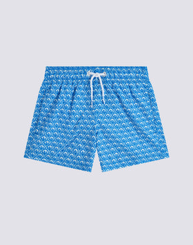 SHORT SWIMSHORTS WITH ELASTICATED WAIST IN REPREVE® WITH MAJOLICA SUNSET PRINT