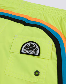 COSTUME DA BAGNO BAMBINO CORTO VITA ELASTICATA POLIESTERE RICICLATO REPREVE® FLUO