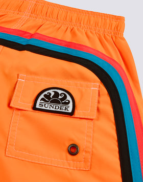 COSTUME DA BAGNO BAMBINO CORTO VITA ELASTICATA POLIESTERE RICICLATO REPREVE® FLUO