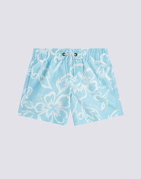MAILLOT DE BAIN COURT POUR ENFANT AVEC TAILLE ÉLASTIQUE IMPRIMÉ ARCHIVE HIBISCUS SK23