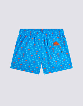 COSTUME DA BAGNO BAMBINO CORTO VITA ELASTICATA STAMPA PALMAS IN POLY RICICLATO