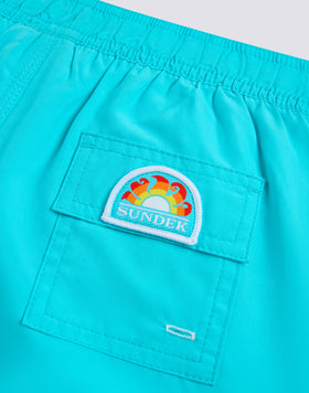 REPREVE® RECYCLED POLYESTER BOYS' SWIMSHORTS WITH TRICOLOUR DETAILS