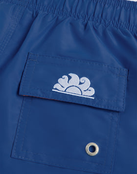 ICONIC TAFFETA ELASTICATED WAIST SHORT SWIMSHORTS WITH RAINBOW EMBROIDERY