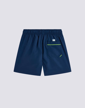 LONG BOYS' SWIMSUIT IN REPREVE® RECYCLED POLYESTER WITH SIDE LETTERING