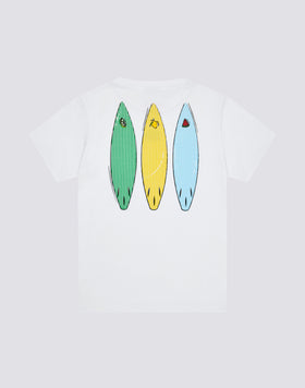 BOYS' SHORT-SLEEVED T-SHIRT WITH JUICY STRIPES SURFBOARD PRINT