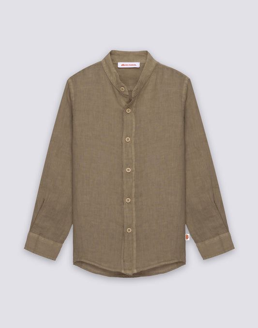 CAMICIA IN LINO DA BAMBINO A MANICA LUNGA CON COLLETTO ALLA COREANA