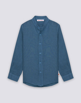 BOYS' LONG-SLEEVED LINEN SHIRT WITH MANDARIN COLLAR