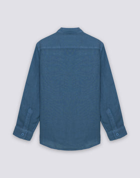 BOYS' LONG-SLEEVED LINEN SHIRT WITH MANDARIN COLLAR