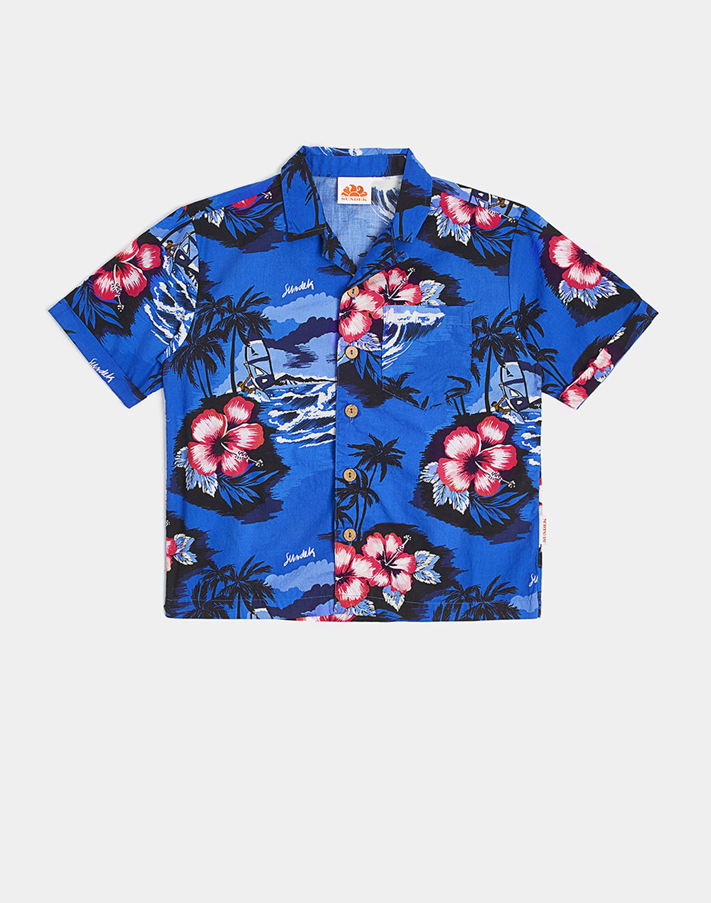 SHIRT WITH ALL OVER SURFING THE HEAVEN PRINT