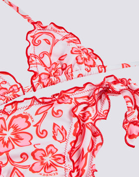 GIRLS' BIKINI WITH HIBISCUS SK23 PRINT