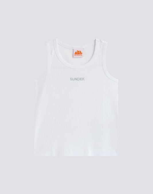 RIBBED TANK TOP WITH EMBROIDERED LOGO