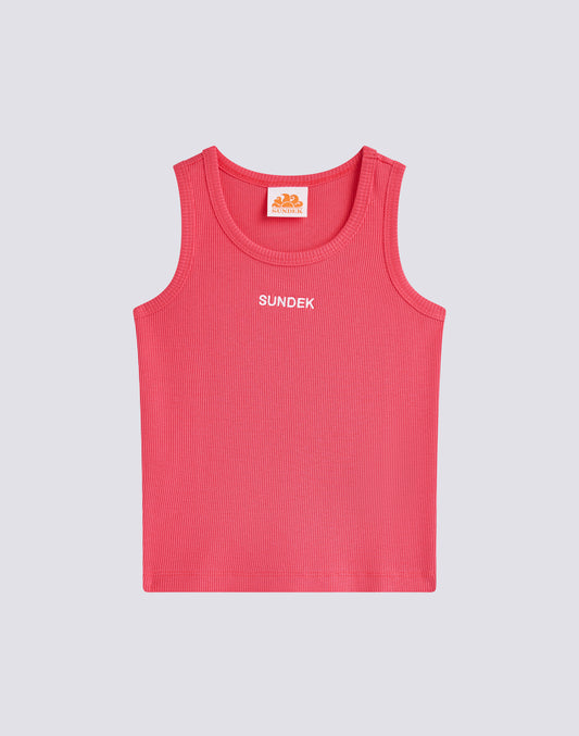 RIBBED TANK TOP WITH EMBROIDERED LOGO