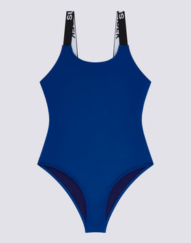 GIRLS' ONE-PIECE SWIMSUIT WITH LOGO STRAPS