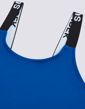 GIRLS' ONE-PIECE SWIMSUIT WITH LOGO STRAPS