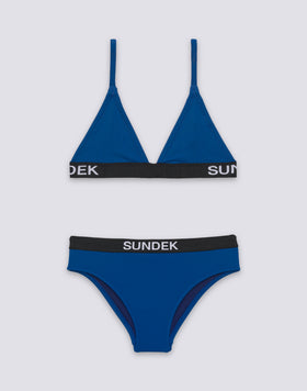 BIKINI POUR FILLE AVEC HAUT TRIANGLE ET SLIP FIXE AVEC ÉLASTIQUE LOGO